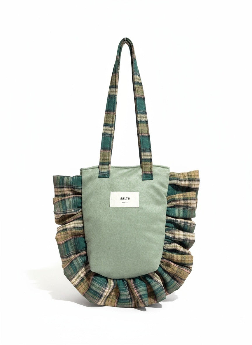 Manuela bag – green suede and Scottish tartan