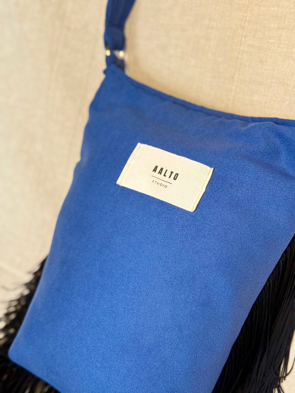 Manuela bag - blue vegan suede with fringes