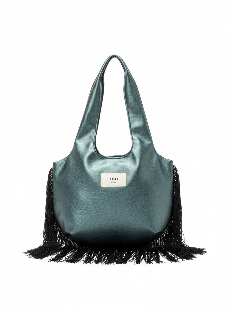 Leonor bag-metallic green vegan leather