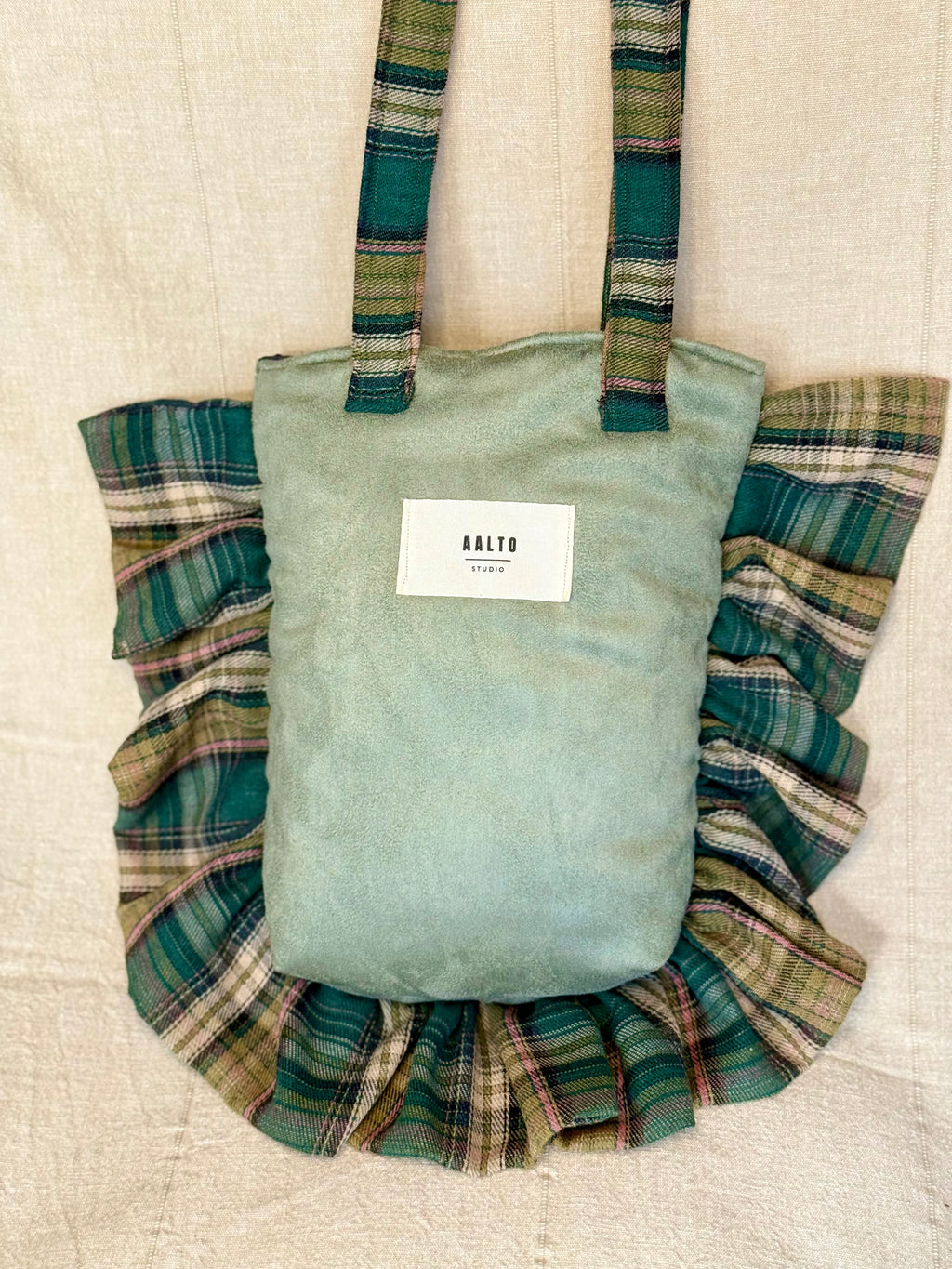 Manuela bag – green suede and Scottish tartan