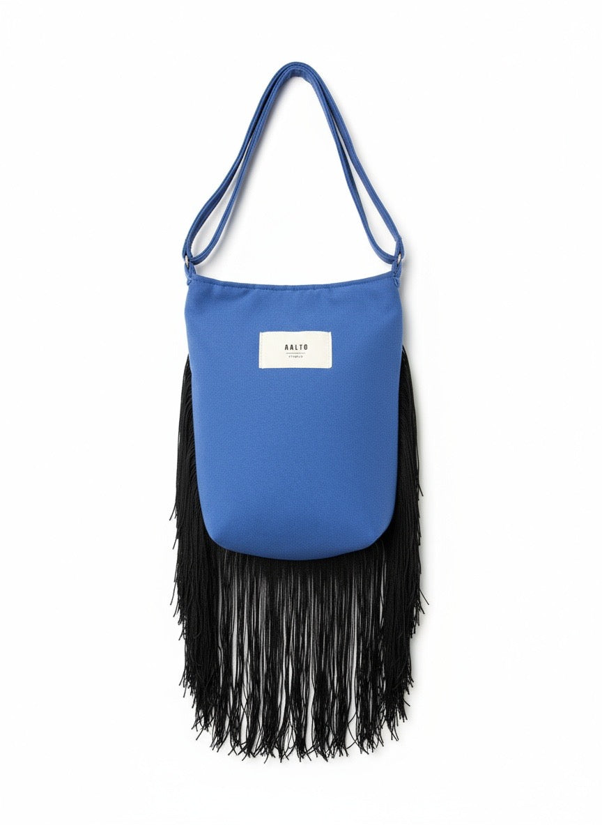 Manuela bag - blue vegan suede with fringes