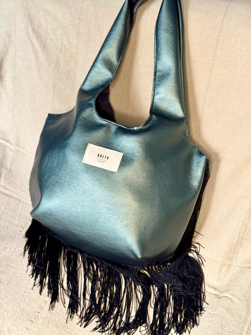 Leonor bag-metallic green vegan leather